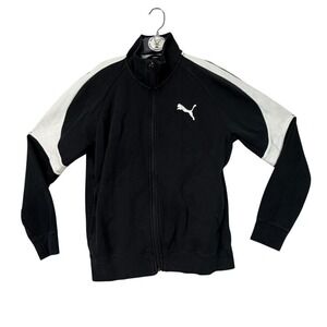 Puma Track Jacket‎ Full Zip Black White Athletic Sportswear Men Size S